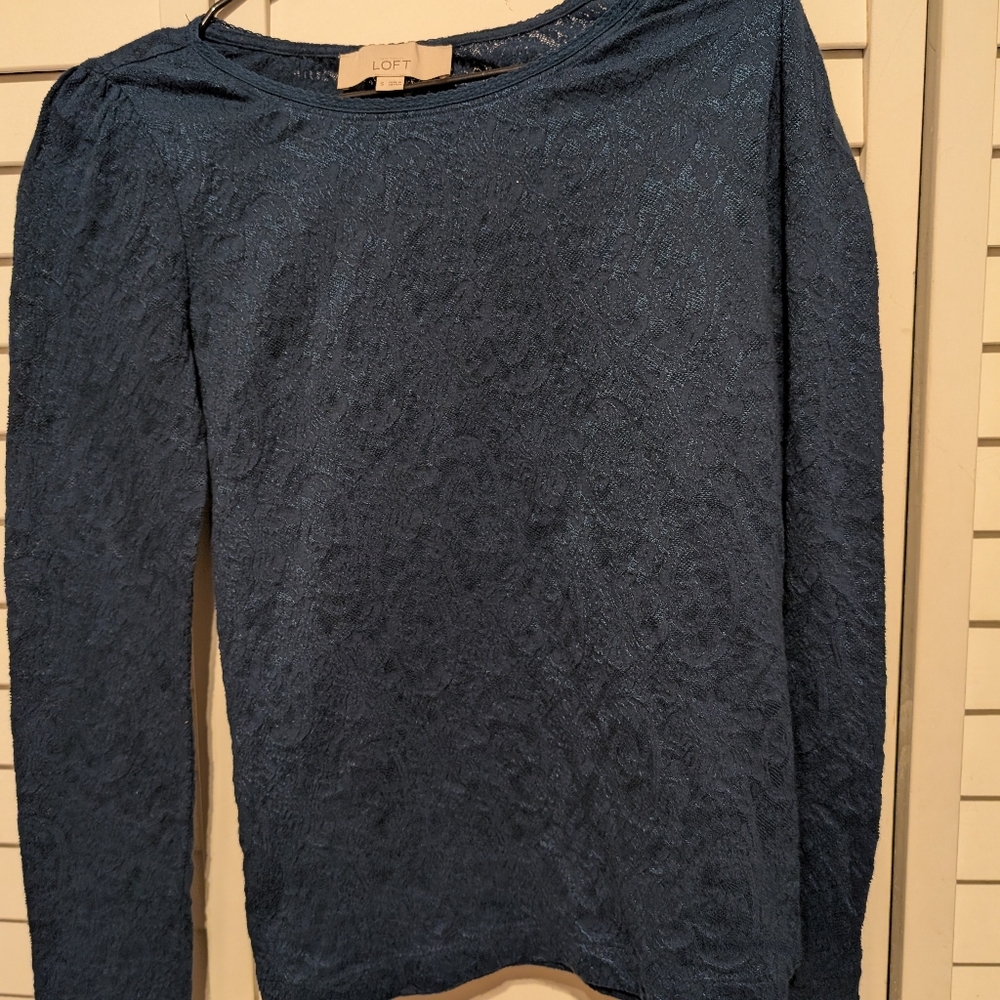 LOFT Women's Blue Lace Top